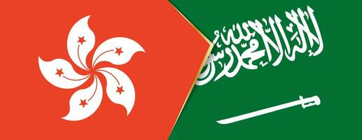 Hong Kong and Saudi Arabia flags, two vector flags.