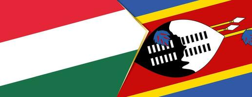 Hungary and Swaziland flags, two vector flags.