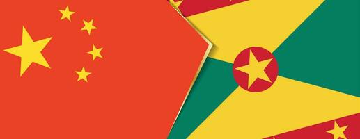 China and Grenada flags, two vector flags.