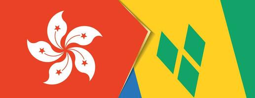 Hong Kong and Saint Vincent and the Grenadines flags, two vector flags.