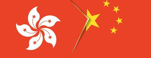 Hong Kong and China flags, two vector flags.