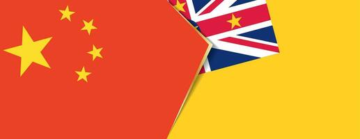 China and Niue flags, two vector flags.