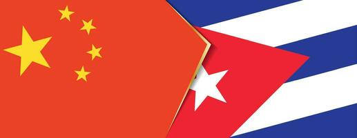 China and Cuba flags, two vector flags.