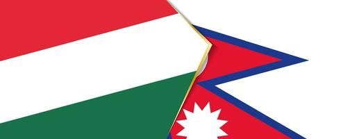 Hungría y Nepal banderas, dos vector banderas