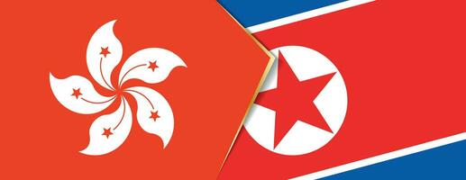Hong Kong and North Korea flags, two vector flags.