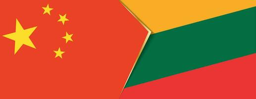 China and Lithuania flags, two vector flags.