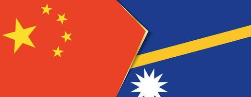 China and Nauru flags, two vector flags.