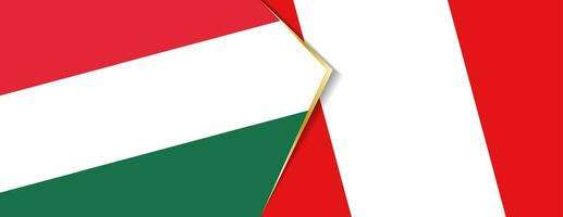 Hungary and Peru flags, two vector flags.