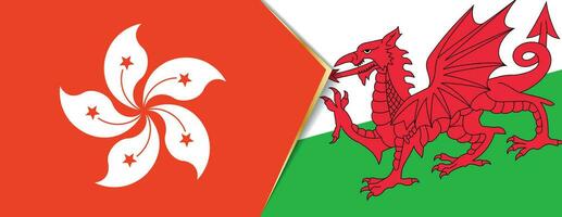 Hong Kong and Wales flags, two vector flags.