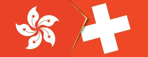 Hong Kong and Switzerland flags, two vector flags.