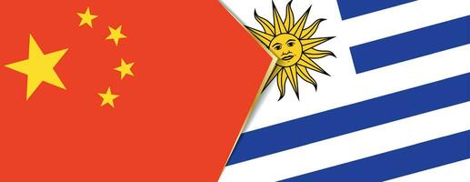 China and Uruguay flags, two vector flags.