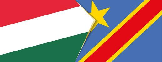 Hungary and DR Congo flags, two vector flags.