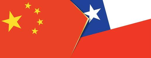 China and Chile flags, two vector flags.