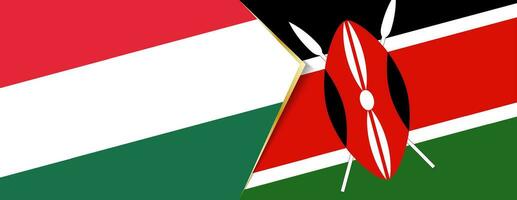 Hungría y Kenia banderas, dos vector banderas