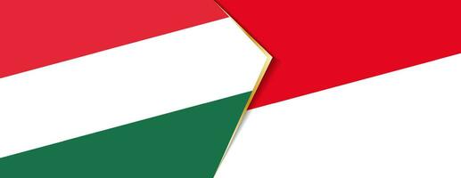 Hungría y Indonesia banderas, dos vector banderas