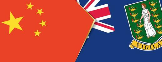 China and British Virgin Islands flags, two vector flags.