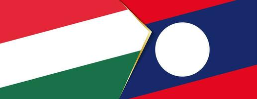 Hungría y Laos banderas, dos vector banderas