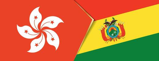 Hong Kong and Bolivia flags, two vector flags.