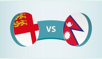 Sark versus Nepal, team sports competition concept. vector