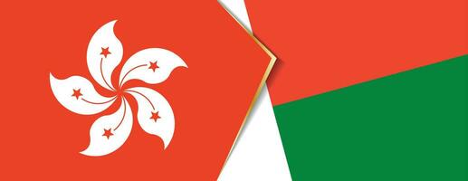 Hong Kong and Madagascar flags, two vector flags.