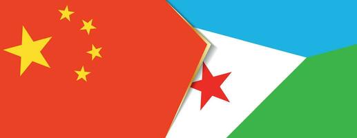 China and Djibouti flags, two vector flags.