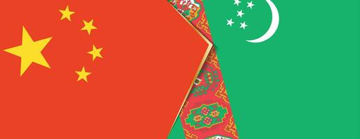 China and Turkmenistan flags, two vector flags.