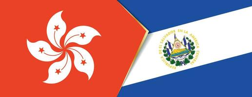 Hong Kong and El Salvador flags, two vector flags.