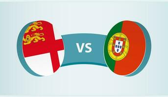 Sark versus Portugal, team sports competition concept. vector
