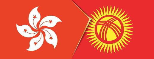 Hong Kong and Kyrgyzstan flags, two vector flags.