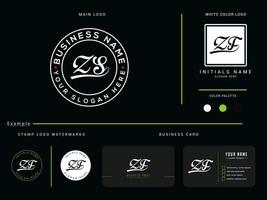 Initial Zs Circle Luxury Logo Icon, Minimalist ZS Logo Letter With Business Card Design vector