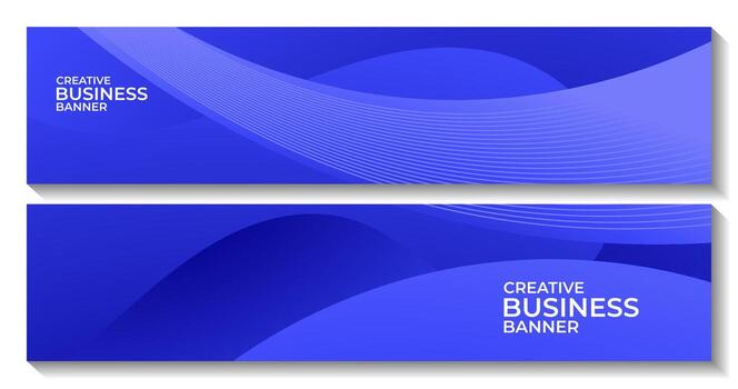 set of banner with abstract modern blue background vector