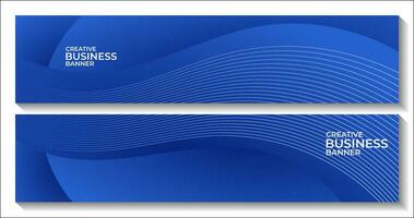 set of banners. modern blue wave dynamic gradient background with lines vector