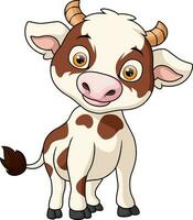 Cute cow cartoon on white background vector