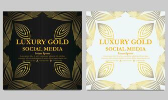 luxury elegant golden floral social media template. vector