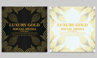 luxury elegant golden floral social media template. vector