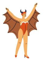 Halloween costume of devil female character outfit vector