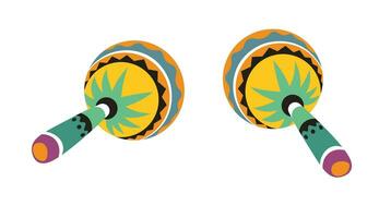 Rattle musical instrument, Mexican wooden maracas vector