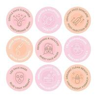 Round sticker set for cormetic skincare package vector