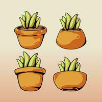 VINTAGE STYLE CARTOON CHARACTER PLANT POT ILLUSTRATION vector