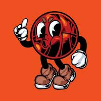 Basketball get dunks groovy retro mascot character vector illustration