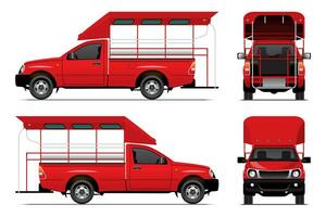 Red Pick-up Truck Taxi Template. vector