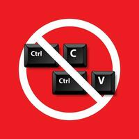 Keyboard Button Ctrl C V in the White Cycle of Do Not Sign on Red background, License Not Copy Concept. vector