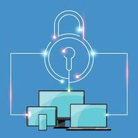 Mobile Tablet Computer Cyber Protection Concept. vector