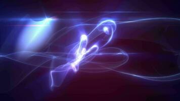 Abstract waves of purple energy magic smoke and glowing lines on a black background video