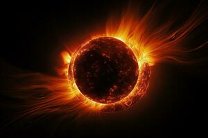 fantástico ver de el solar eclipse. generado por artificial inteligencia foto