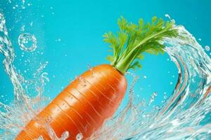 water splash on carrot. AI Generative Pro Photo