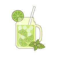 mojito lata con Lima rebanada y menta vector