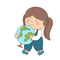 Girl with globe vector