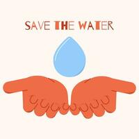 salvar el agua impresión. biografía, ecología y orgánico logo y insignia, etiqueta.vector ilustración. vector