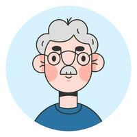 Portrait of a senior elderly man isolated.Colored flat vector illustration of a gray-haired person
